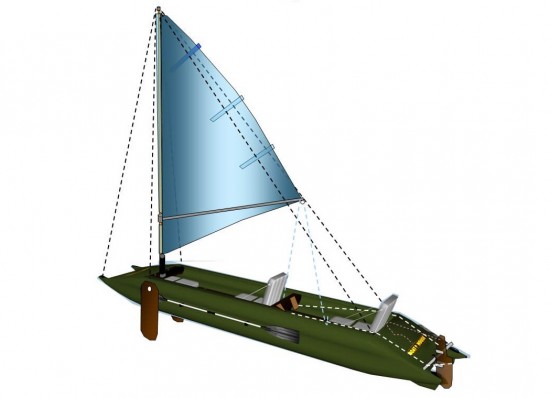 Sailing armament 4 m mast with a grotto, gikom, shverty